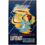 Advertising Poster Danish Airlines Luftfartselskab DDL