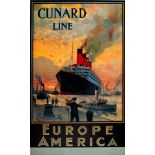 Travel Posters Cunard Line Europe America Rosenvinge