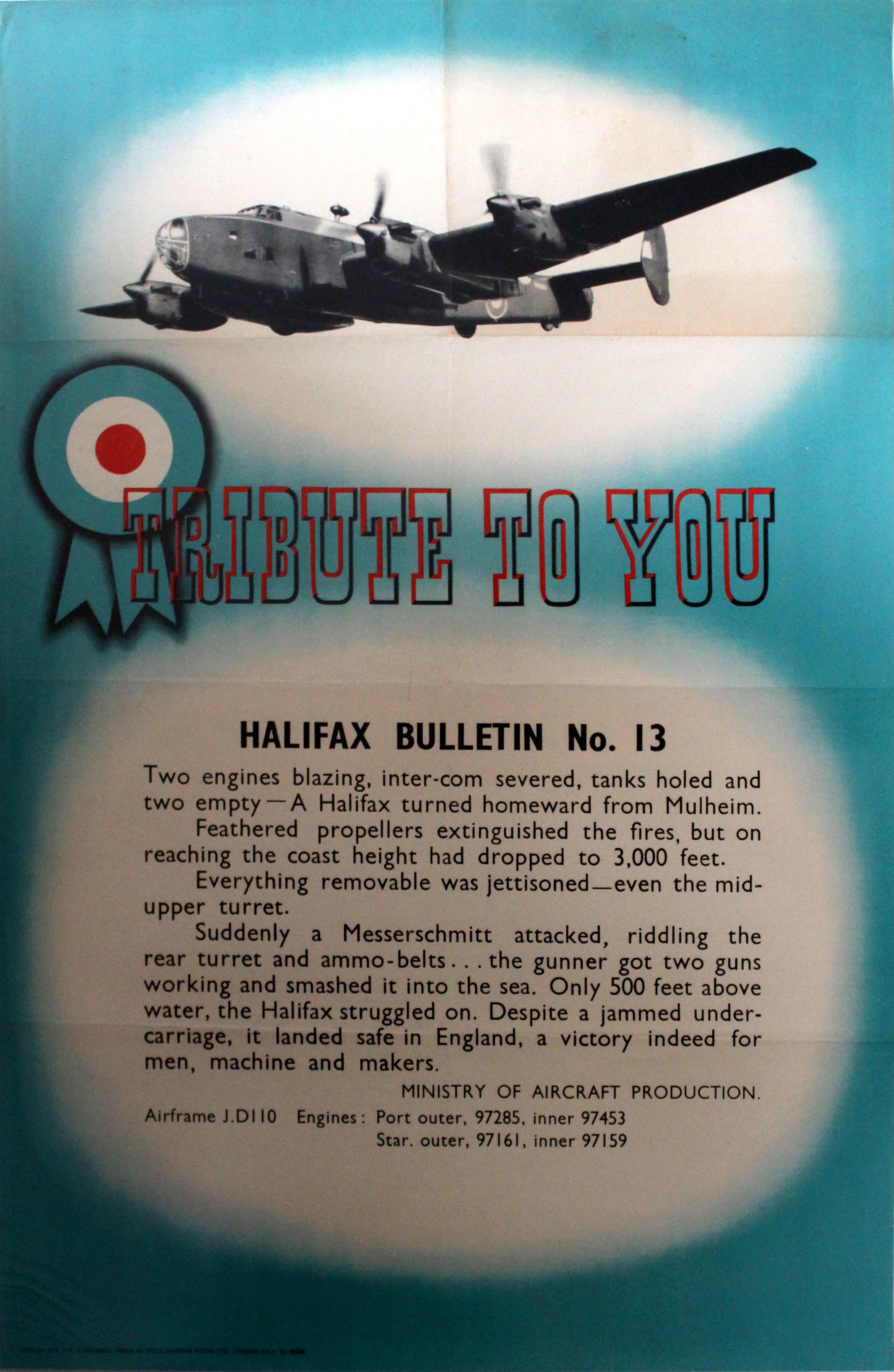 War Poster Halifax Bulletin WWII UK