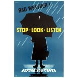 Propaganda Poster ROSPA Cusden Midcentury Stop Look Listen