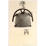 Advertising Poster Danish Design Midcentury Furniture Wegner Rattan Chair