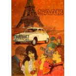 Advertising Poster Saab Car Monte Carlo 850 Paris