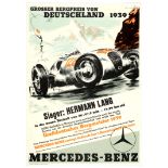 Car Racing Poster Grand Prix 1939 Mercedes Benz Nazi Germany