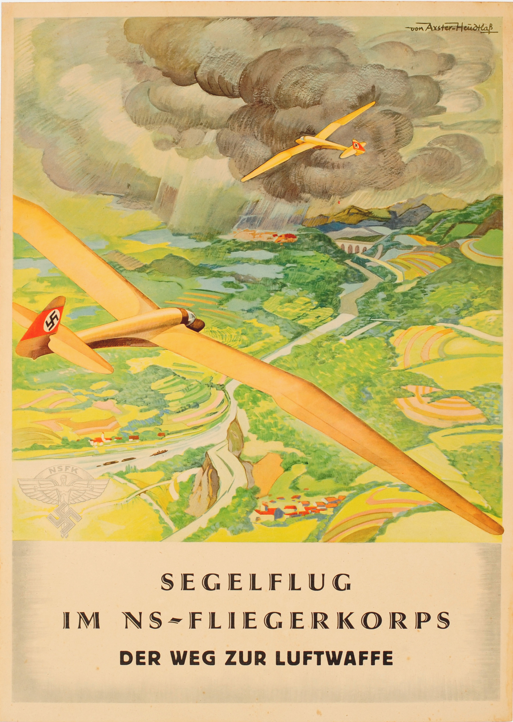 Propaganda Poster Segelflug Gliders NSFK Luftwaffe WWII