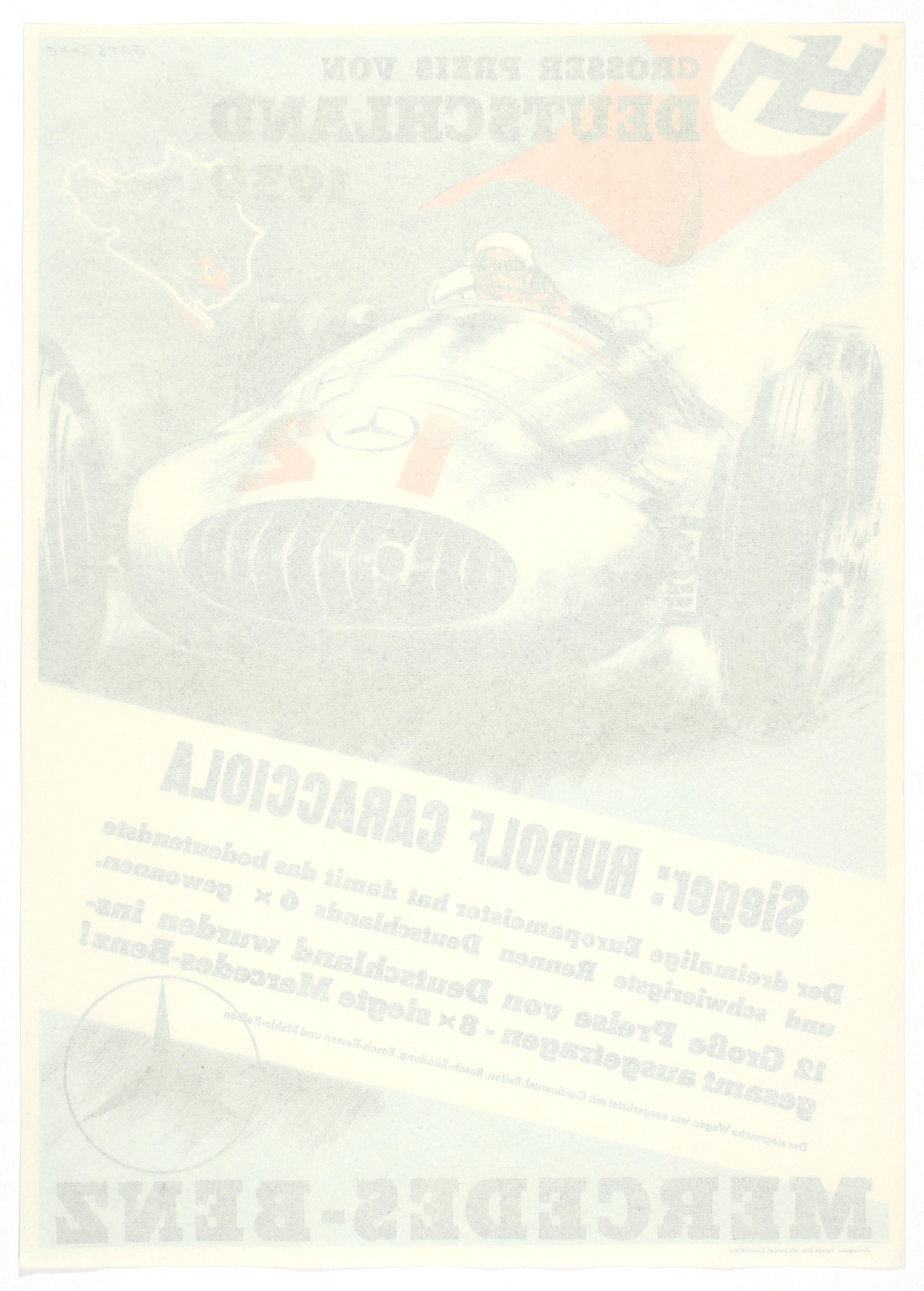 Car Racing Poster Grand Prix Germany 1939 Mercedes Benz Nazi Germany - Image 2 of 2