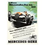 Car Racing Poster Vienna Street Race 1939 Mercedes Benz Nazi Germany