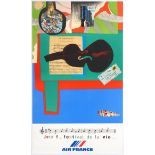 Original Travel Poster Air France Joie festival de la vie Bezombes