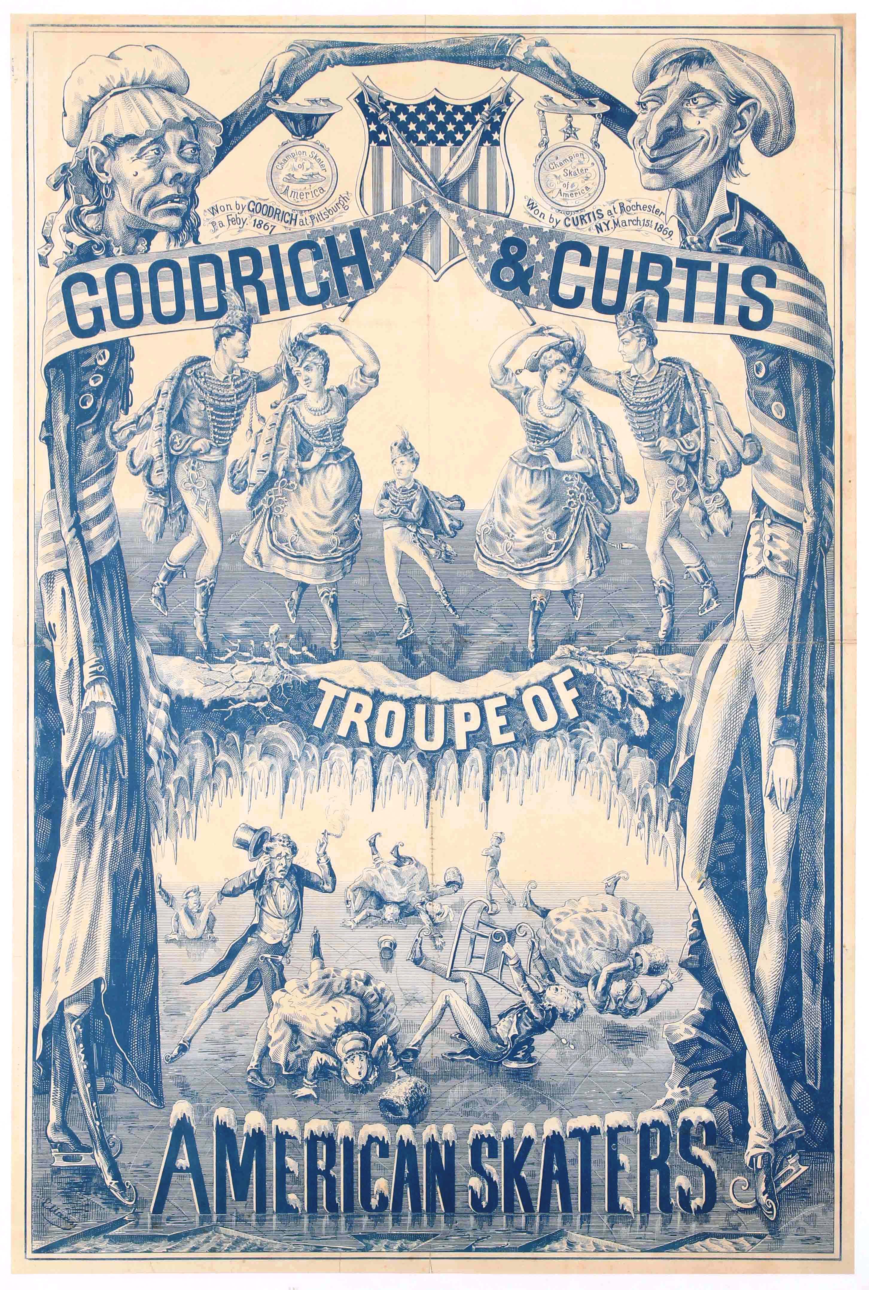 Original Vintage Advertising Poster Goodrich Curtis Circus Ice Skating