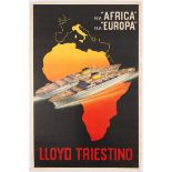 Original Travel Poster Africa Europe Lloyd Triestino Cruises