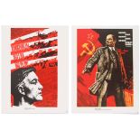 Set of 3 Vintage Propaganda Posters Lenin Communists Marx Engels