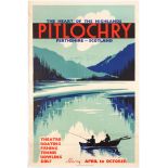 Original Travel Poster Pitlochry Scotland Highlands Fishing