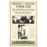 Original Travel Poster Union Line New Zealand Australia Fiji