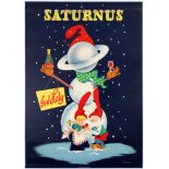 Original Advertising Poster Saturnus Alcohol Drinks