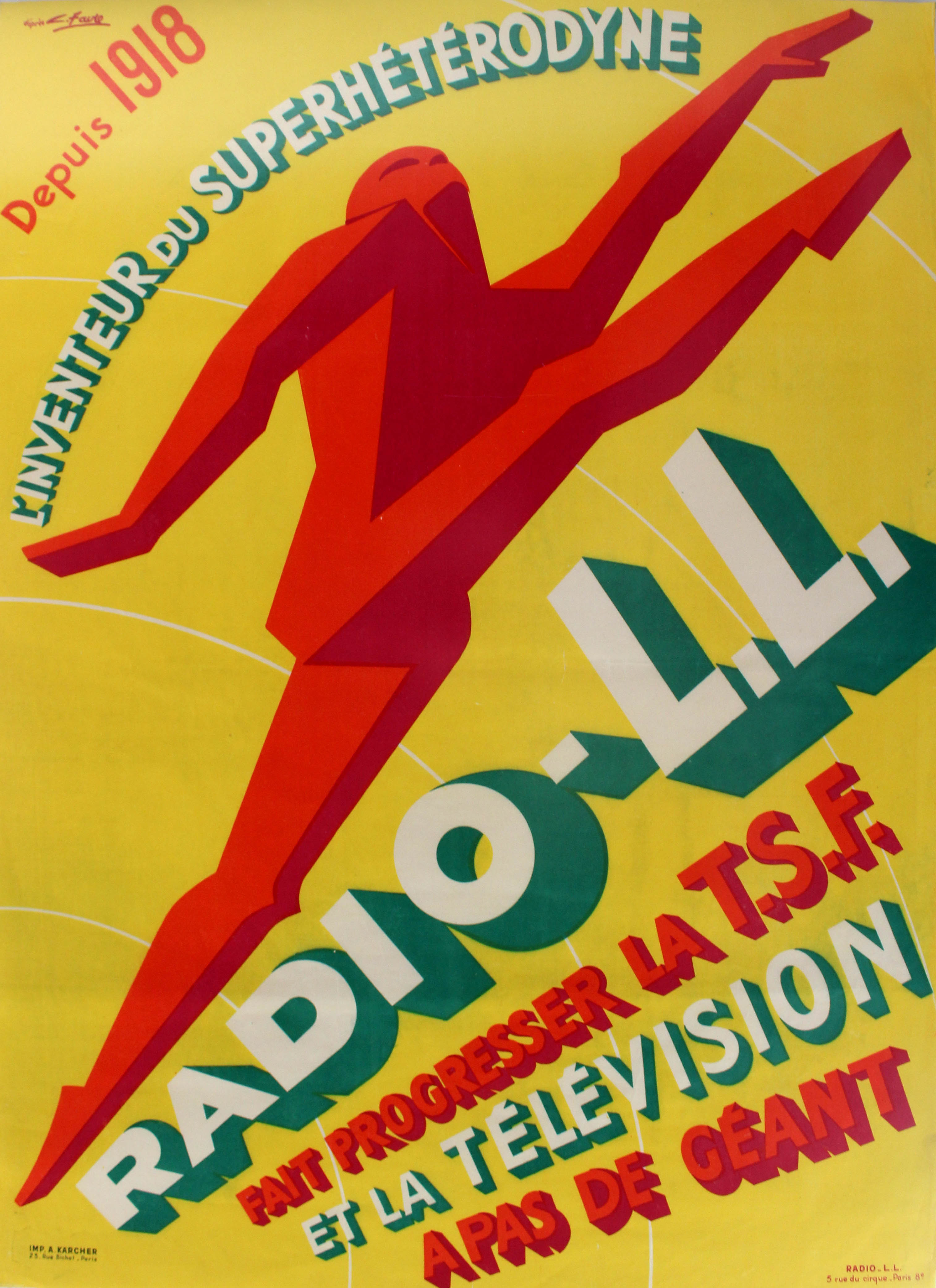 Original Advertising Poster Radio LL Art Deco Favre
