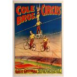 Original Advertising Poster Cole Bros Circus Gretonas Cycling