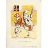 Original Vintage Advertising Poster Children Dancing Enimals