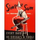 Original War Poster Simple Sam WWII USA Home Front