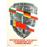Original Propaganda Poster Warsaw Pact Shield of Socialism Nato USSR