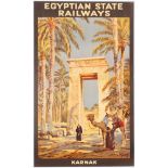 Original Travel Poster Egyptian State Railways Karnak Egypt