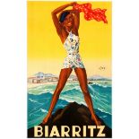 Original Travel Poster Biarritz France Basque Coast