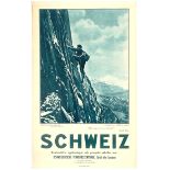 Original Travel Poster Schweiz Kingspitz Berner Oberland Mountain Climbing