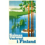 Original Travel Poster Saimaa Lake Finland