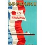 Original Vintage Travel Poster SS France Cruise New York