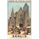 Original Vintage Travel Poster Railway France Senlis Chemins de Fer du Nord