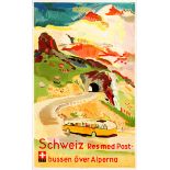 Original Travel Poster Schweiz Switzerland Alpine Post