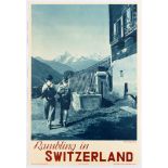 Original Travel Poster Rambling in Switzerland Davos
