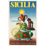 Original Travel Poster Sicilia Sicily ENIT Italy