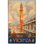 Original Travel Poster Vicenza Italy Veneto