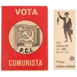 Set of 2 Original Propaganda Flyers Vote Communist Italy