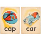 Set of 2 Original Children Dictionary Poster Cards Car Cap
