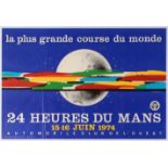 Original Sport Poster 24 Hours Le Mans 1974 Car Racing