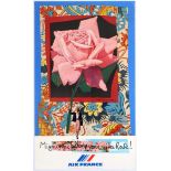 Original Travel Poster Air France Mignons Allons Voir La Rose Bezombes