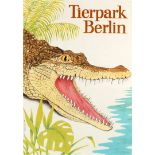 Original Travel Poster Berlin Zoo Crocodile