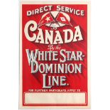 Original Travel Poster Canada White Star Dominion Line Travel Poster