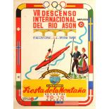 Original Sport Poster Kayaking Rio Ason River Spain
