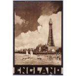 Original Travel Poster England Blackpool