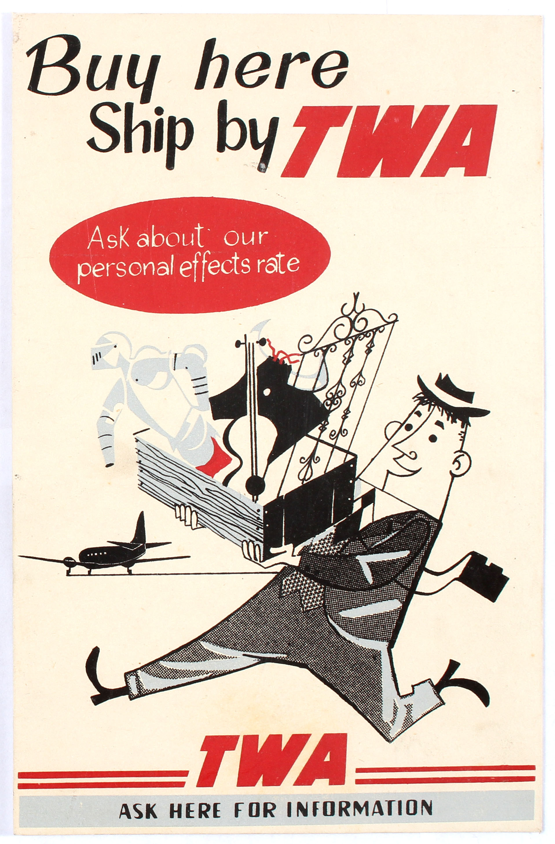 Original Vintage Advertising Poster TWA Cargo Midcentury Modern