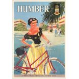 Original Vintage Advertising Poster Humber Bicycles