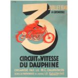 Original Vintage Poster Motorcycle Racing Dauphine France