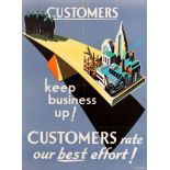 Original Propaganda Poster Customers Keep Business Up Workplace Motivation