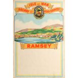 Original Travel Poster Isle of Man Ramsey Railway And Road Services