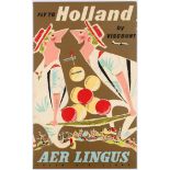 Original Vintage Travel Poster Aer Lingus Airline Holland Ireland