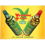 Original Vintage Advertising Poster Verveine du Velay Alcohol Liquer