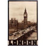 Original Travel Poster London Houses of Parliament