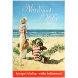 Original Travel Poster Germany Summer Sea Beach