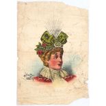 Original Vintage Advertising Poster Victorian Lady Hats